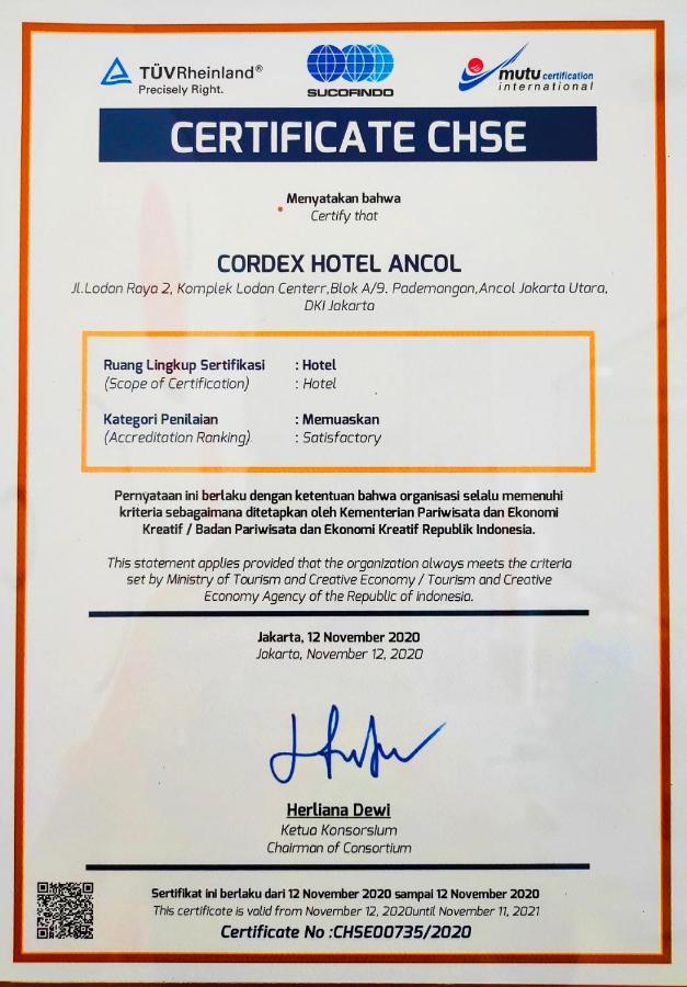 Cordex Hotel Ancol Jacarta Exterior foto